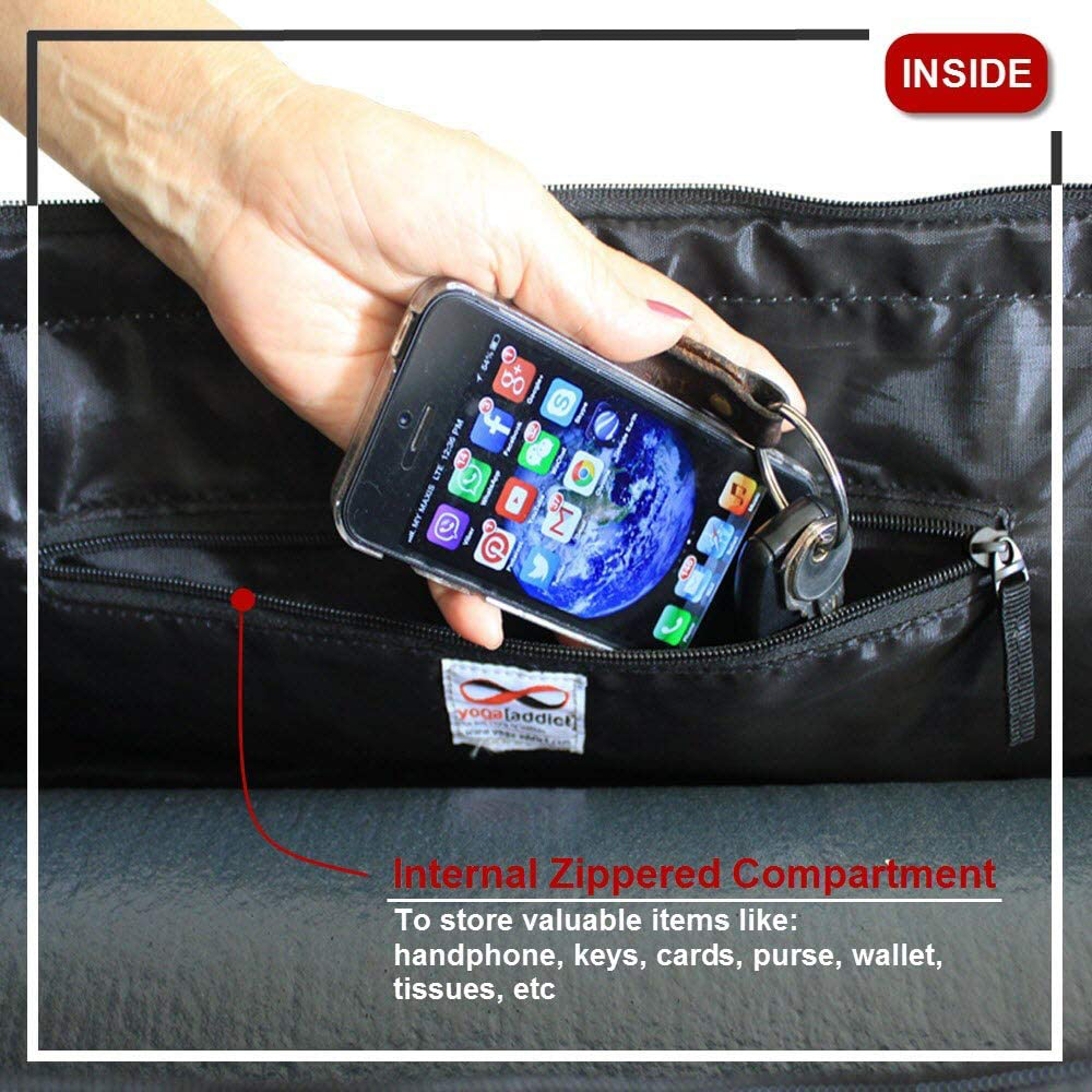 YogaAddict Yoga Mat Tote Bag "Supreme" and Carriers with Pocket Zipper