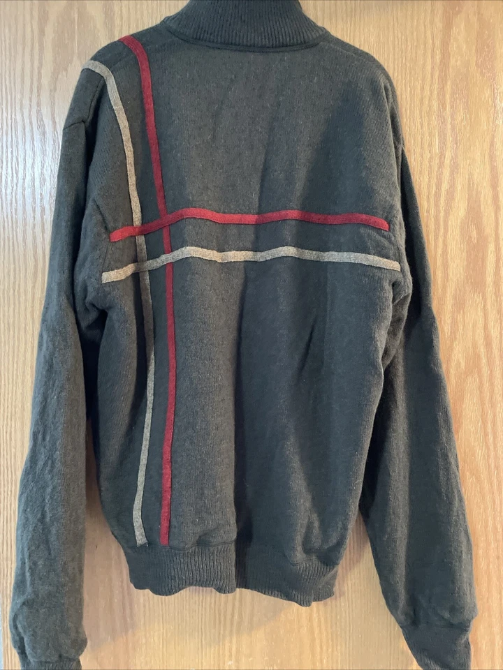 Vintage CUTTER & BUCK Size Large Mens 1/2 Zip Lambs Wool Sweater Green Lined - Image 3 of 4