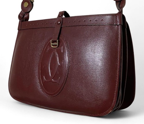 Borsa a tracolla Cartier Must Line bordeaux tracolla pelle bordeaux autentica - Foto 12 di 22