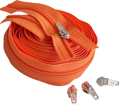 Continuous Chain Zipper YKK #5 Nylon Coil by The Yard with Slider Make-A-Zipper