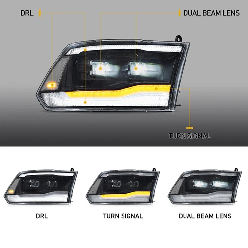 Klare  LED Scheinwerfer für 2009-2018 Dodge RAM 1500 2500 3500 mit sequentiellen - Bild 3 von 10