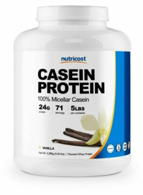 Nutricost Casein Protein Powder 5lb Vanilla - 100% Micellar Casein Exp 4/28