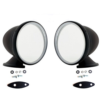 4'' Talbot Shelby British Style Fender Door Mounted GT Racing Black Mirrors Pair