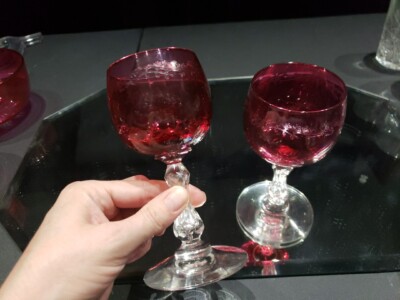 Wine glasses Antique Cranberry Crystal etch clear bubble stem Baccarat St  Louis | eBay