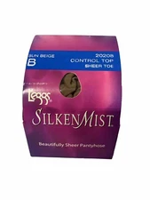 Leggs Silken Mist Control Top Size B Sun Beige Pantyhose Nylons 20208