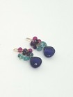 14k Yellow Gold Sim. Tanzanite Apatite and Amethyst Cluster Drop Dangle Earrings — photo 3