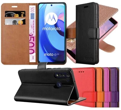 For Motorola Moto E20 E30 E40 Case Leather Flip Wallet Slim Book Phone Cover