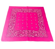 Vintage Paisley Hot Pink 21.5  x22  Bandana Handkerchief RN13962 Made in USA