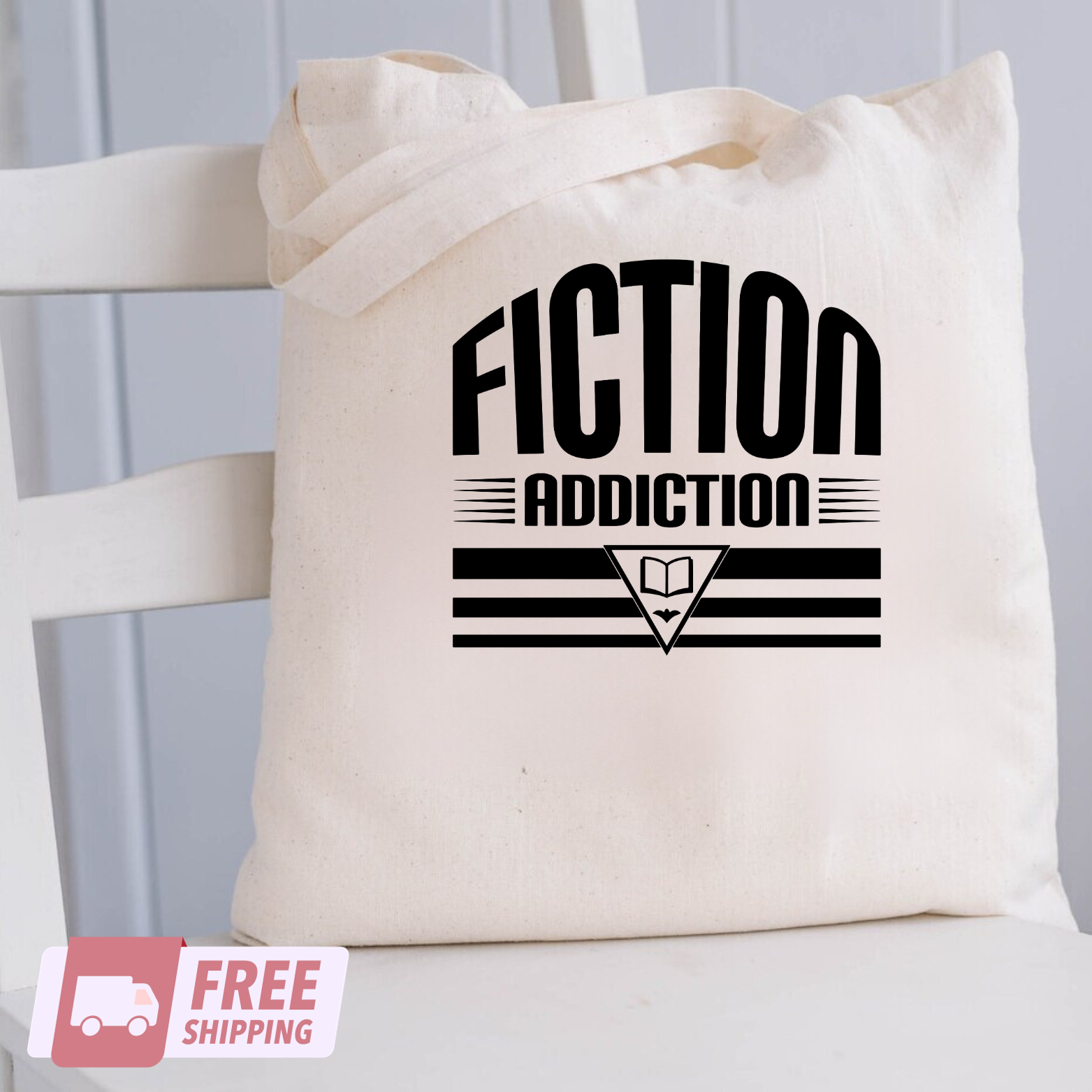 Book Lover Women's Tote Bag - Fiction Addiction in Natural