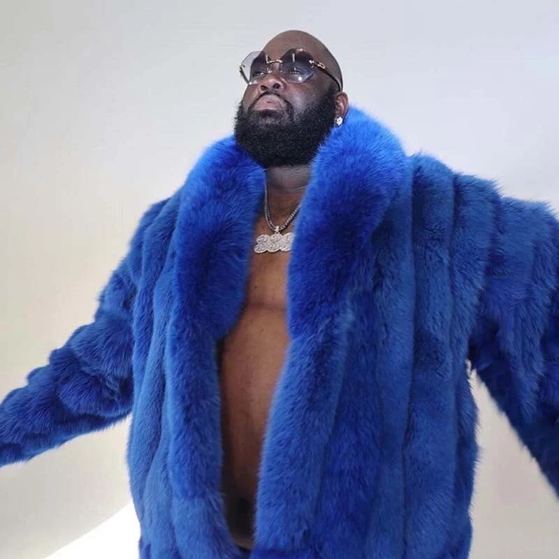 Moda Masculina Casaco de Lapela de Pele de Raposa Real Plus Size Jaquetas de Pele Roupa Externa Curta Quente - Imagem 2 de 4