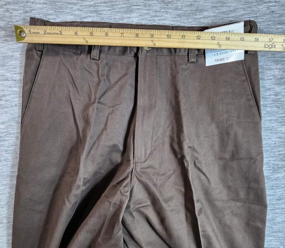 Architect Mens Khaki Pants 32x32 Brown Straight Leg Classic Fit Casual - Image 3 of 4