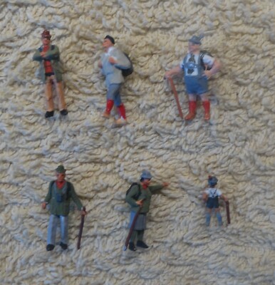 Preiser 10699 Wanderer Figuren - 6 Stück Handbemalt, Maßstab 1:87 H0
