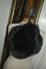 vintage black fox fur hand warmer muff