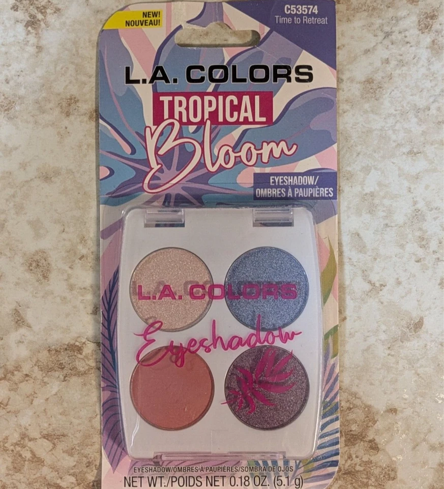 2 L.A. Colors Tropical Bloom Quad Eyeshadow Time to Retreat C53574 New Fast Ship - Image 4 of 4