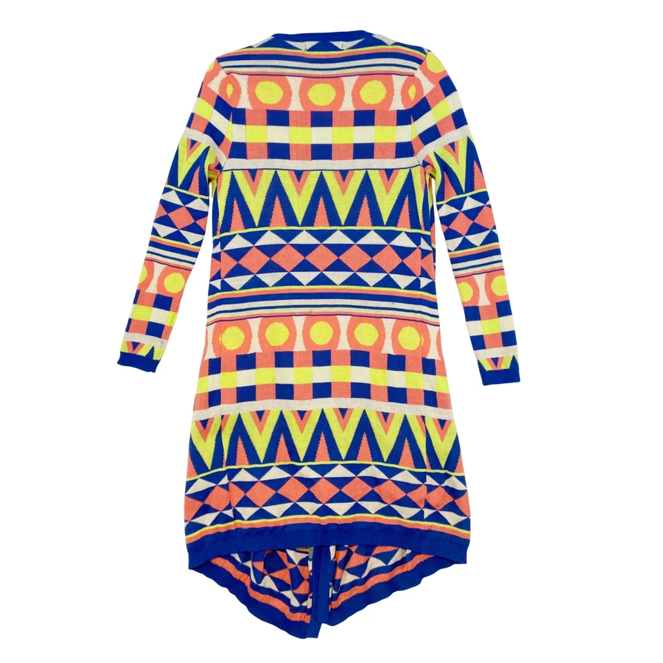 Cardigã Feminino Flying Tomato Médio Multicolorido Neon Colorido Asteca Frente Aberta - Imagem 2 de 4