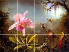 Art Mural Ceramic Orchid  Natural Backsplash Tile #281