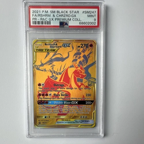 Pokémon Reshiram & Charizard GX Full Art Promo SM Black Star SM247 PSA 9
