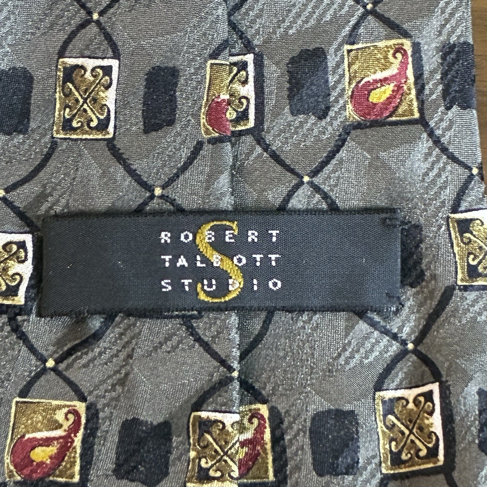 Robert Talbott Studio 100% Silk Gray And Black Ge… - image 4