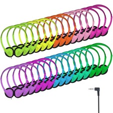 004 Multi Color Classroom Wired Headphones Earphones 3.5mm Jack Audio 20 PCS