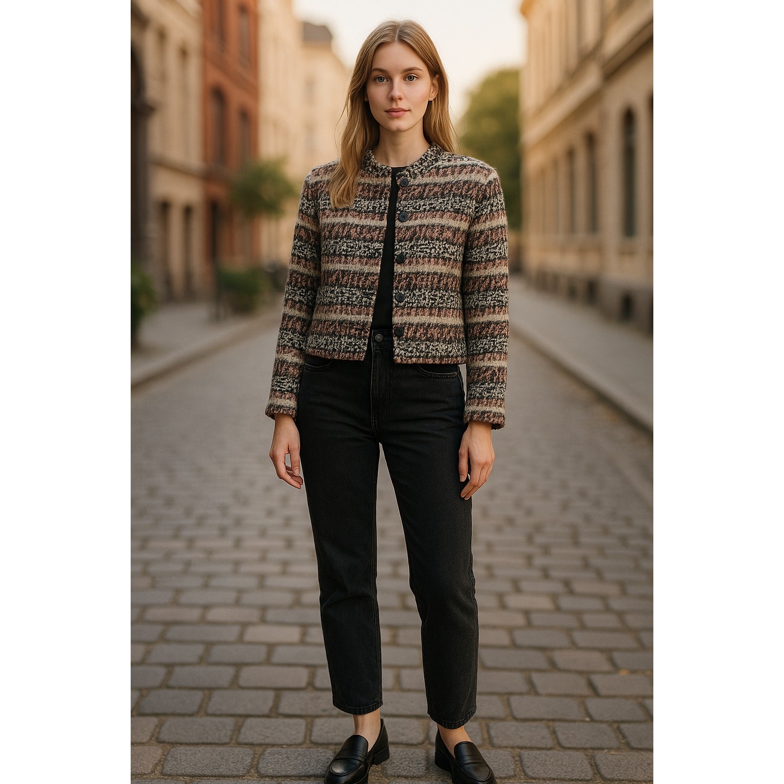 Basler Mohair Polyester Collared Striped Jacket $… - image 1