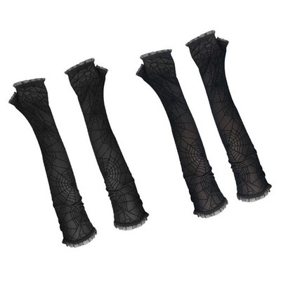 Frauen Fingerlos Spider Web Spitze Pailletten Handschuhe - Halloween Party Fancy