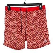 Scotch Soda Men's Swim Shorts L Red Geometric Pattern NWOT
