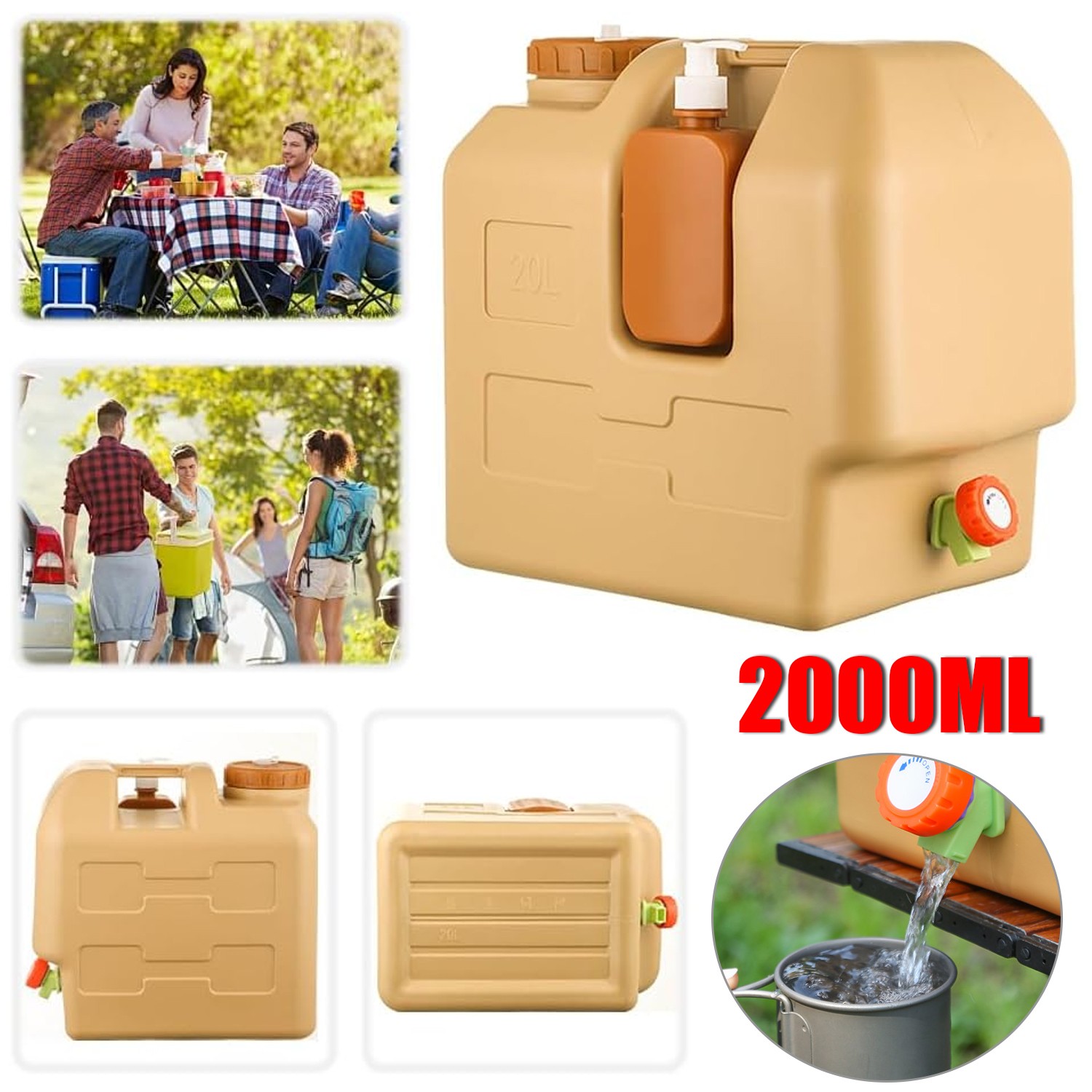 5 Gallon Water Container Spigot Portable Camping Jug BPA Free Storage Tank Car