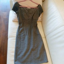 VALENTINO Roma cap-sleeve Dress Women Size 42 Gray Wool cashmere Genuine