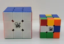 Lot of 2 DAYAN ZHANCHI STICKERLESS SPEED CUBES  - 2.5" & 1 5/8", 6 Color Puzzle