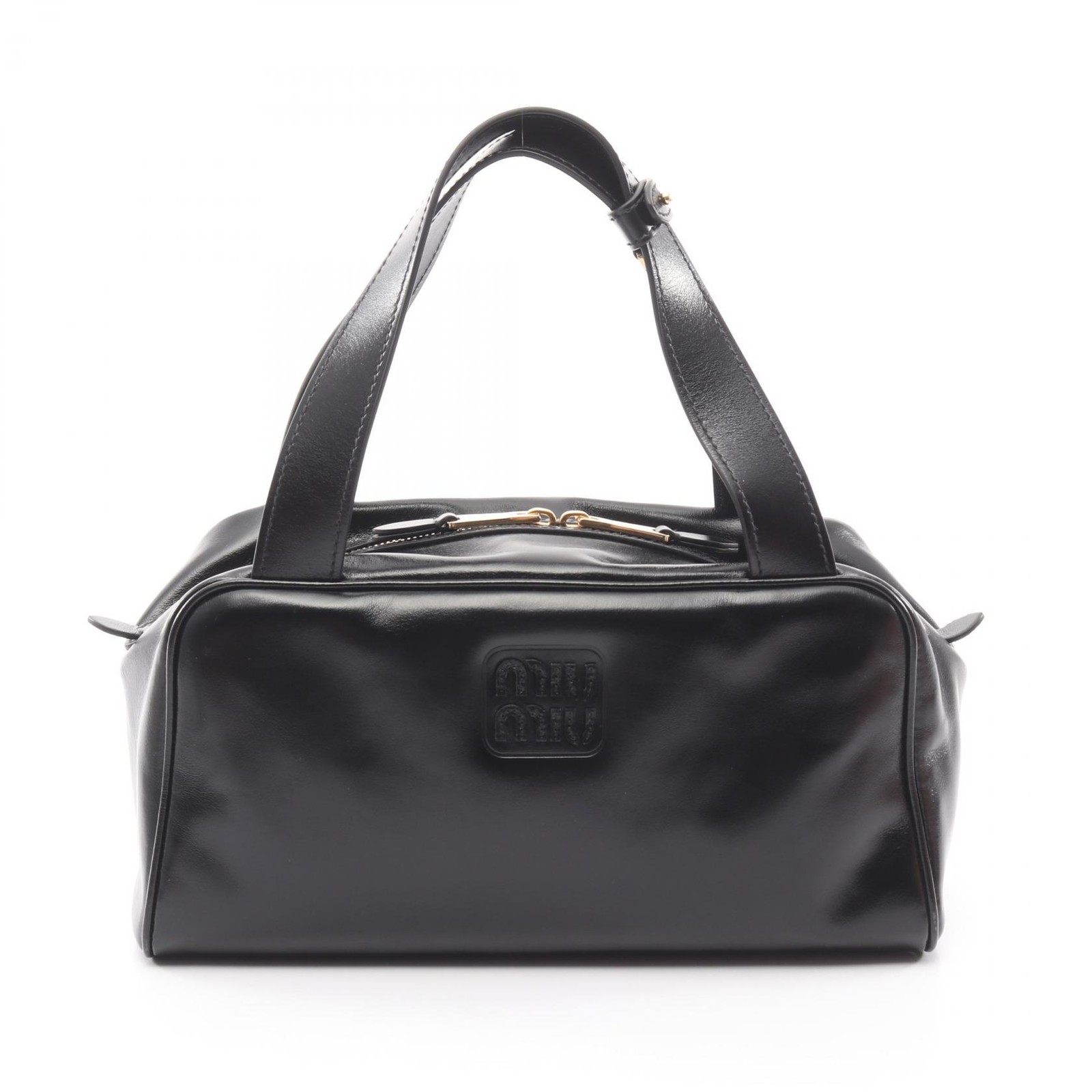 Miu Miu SOFTY SHINE Handbag 5BB182 leather Black Used Women