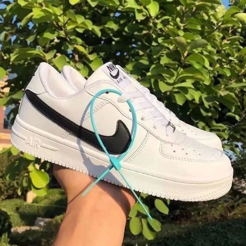 MENS WOMEN LEATHER SNEAKERS CASUAL TRAINERS AF1 WALKING RUNNING SPORTS-GYM-SHOES - Image 3 of 4