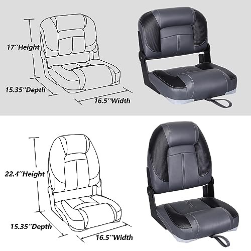  50" Bass Boat Seats Folding Fishing Boat Seat Black/Charcoal