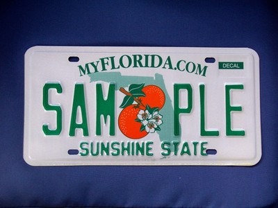 Florida Sunshine State Sample Two Oranges Brown Branch License Plate Mint 1226