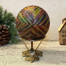 Multicolor Glass Mosaic Orb Decorative Ball Textured Art Sphere Modern Boho