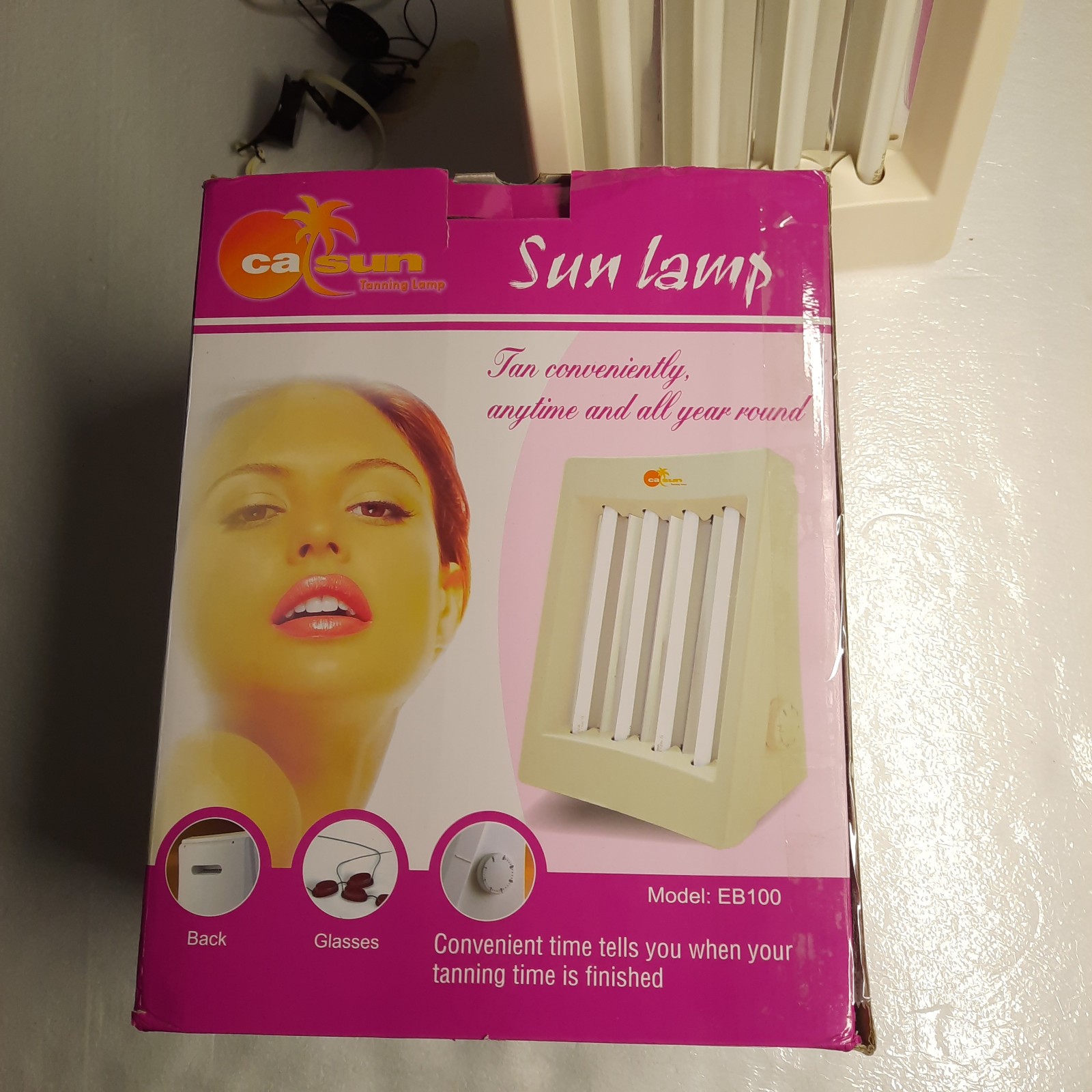 Calsun Tanning Lamp Sun Lamp Model EB100 UV Self Tan Face Timer Indoor Tested