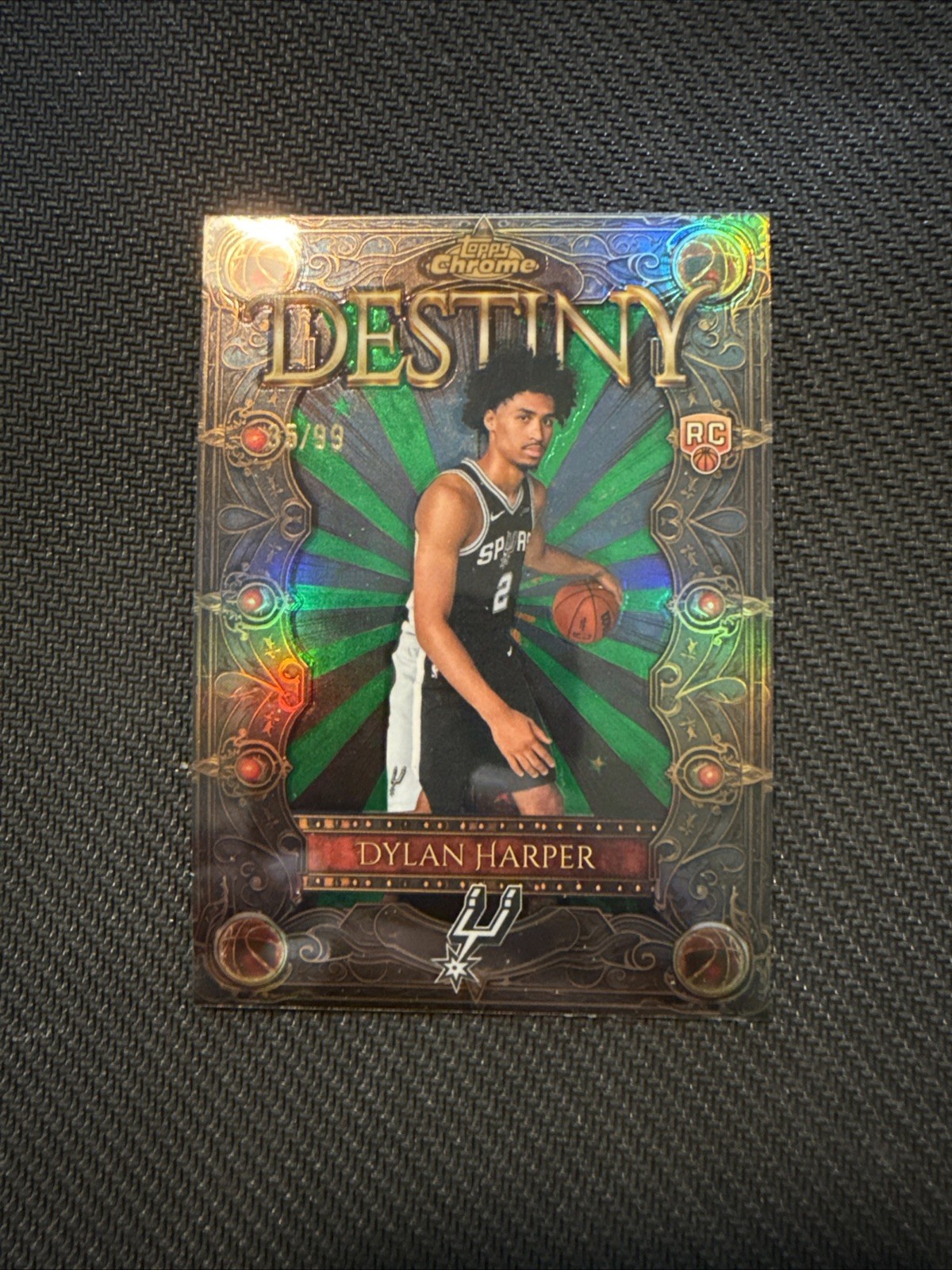 DYLAN HARPER Rookie 2025-26 Topps Chrome Destiny Refractor Spurs RC #D-2 /99