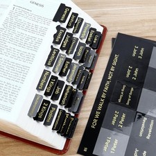 Bible Tabs for Men, Gold Foil Embosse Waterproof Laminated Large Print Black ...