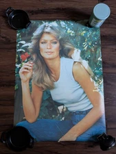 Vintage Farrah Fawcett Holding A Rose Poster Pro Arts 1977 USA 28x20