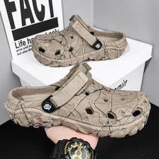 New Men’s Camo Slip-On Crocs Sandals Non-Slip Beach Garden Mules Summer Shoes UK