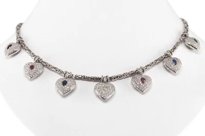 Collier Herz 424 Brillanten 4,55 ct Rubin Saphir Smaragd 585 IGI [BRORS 20010]	 - Bild 1 von 4