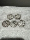 [Lot of 5] Walking Liberty Half Dollar ,90% Silver, 1935,1935,1937,1942,1943
