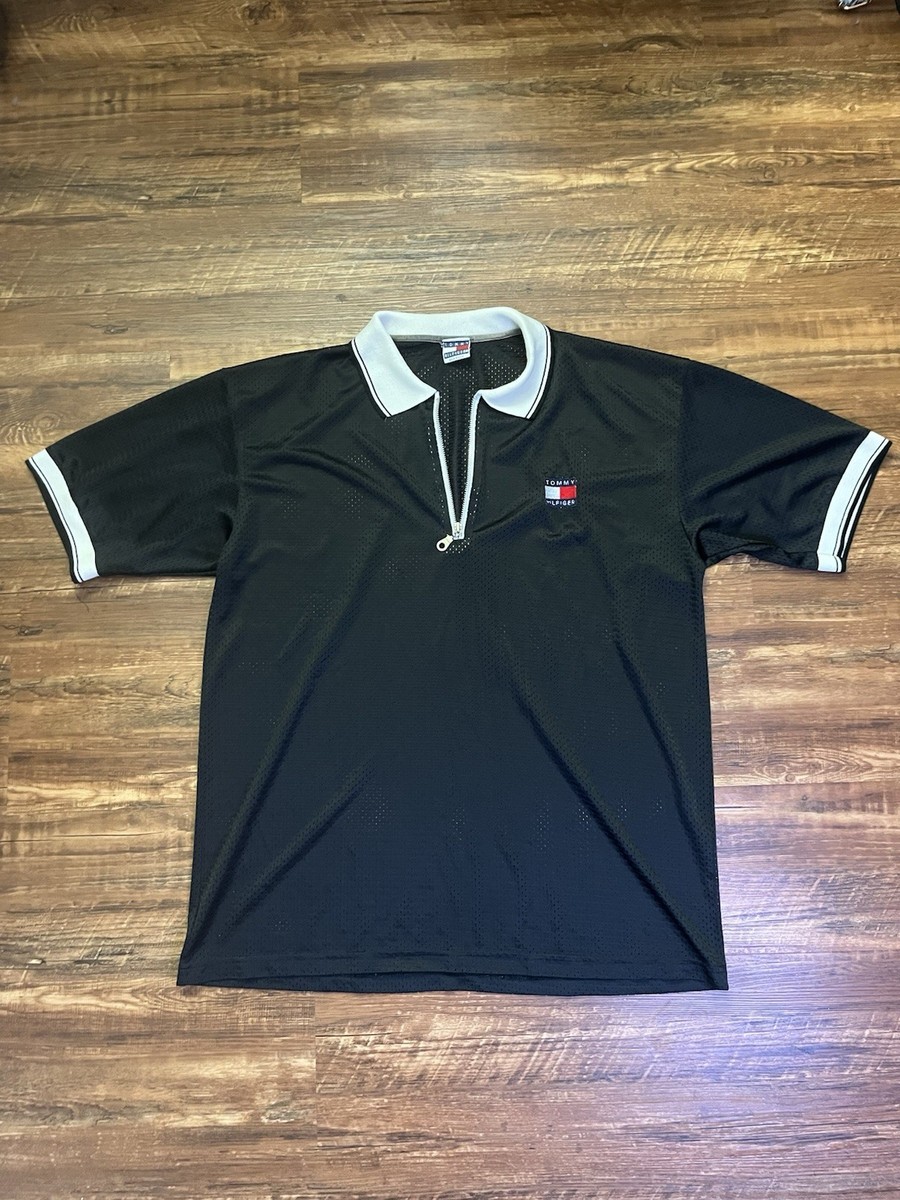 Rare Vintage Tommy Hilfiger 90s Mesh Half-Zip Polo Shirt – Size 