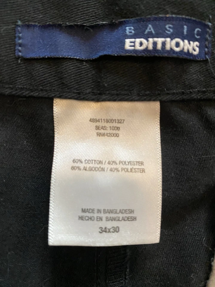 Pantalones pantalones Basic Editions para hombre 34x30 negros Foto 2 de 3