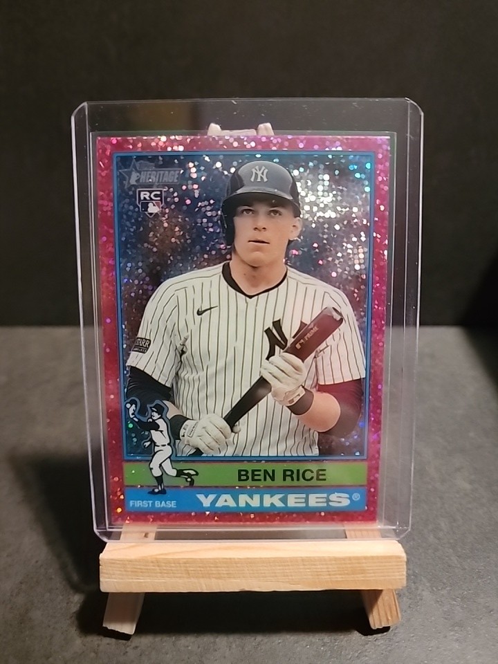 2025 Topps Heritage Ben Rice Chrome Pink Sparkle RC #406 - Yankees