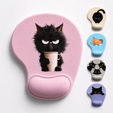 Anti Slip Mouse Pad Mat Foam Wrist Cat Design Support Ergonomic PC Laptop UK