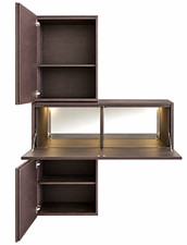 Lema Mobili Wall Mounted Wood Bar Cabinet, 3 Doors, Fold-Down