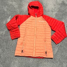 Columbia Coat Kid Youth Girls Medium 10-12 Omni Heat Puffer Hooded Orange Jacket