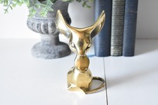 Vintage Solid Brass Mouse Figurine Ornament Large Ears Mid Century Paperweight