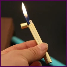 Mini Compact Open Flame Lighter Fire-free Butane Gas Metal Cigaretteshaped