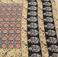 Sushila Vintage Saree 100 Pure Cotton Black Batik Printed Soft Craft Fabric